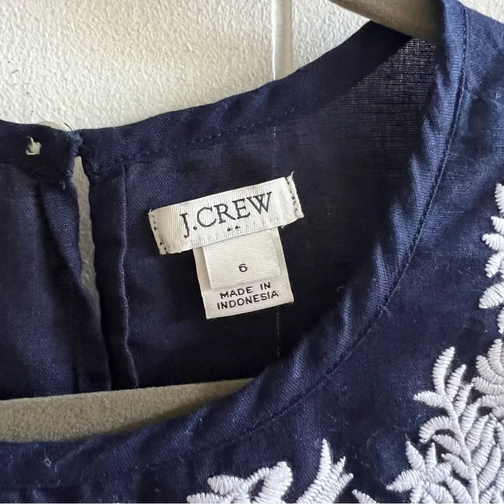 J.Crew | Linen Blend Embroidered Sleeveless Top
